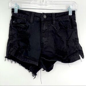 Kancan distressed black shorts‎ distressed mid rise